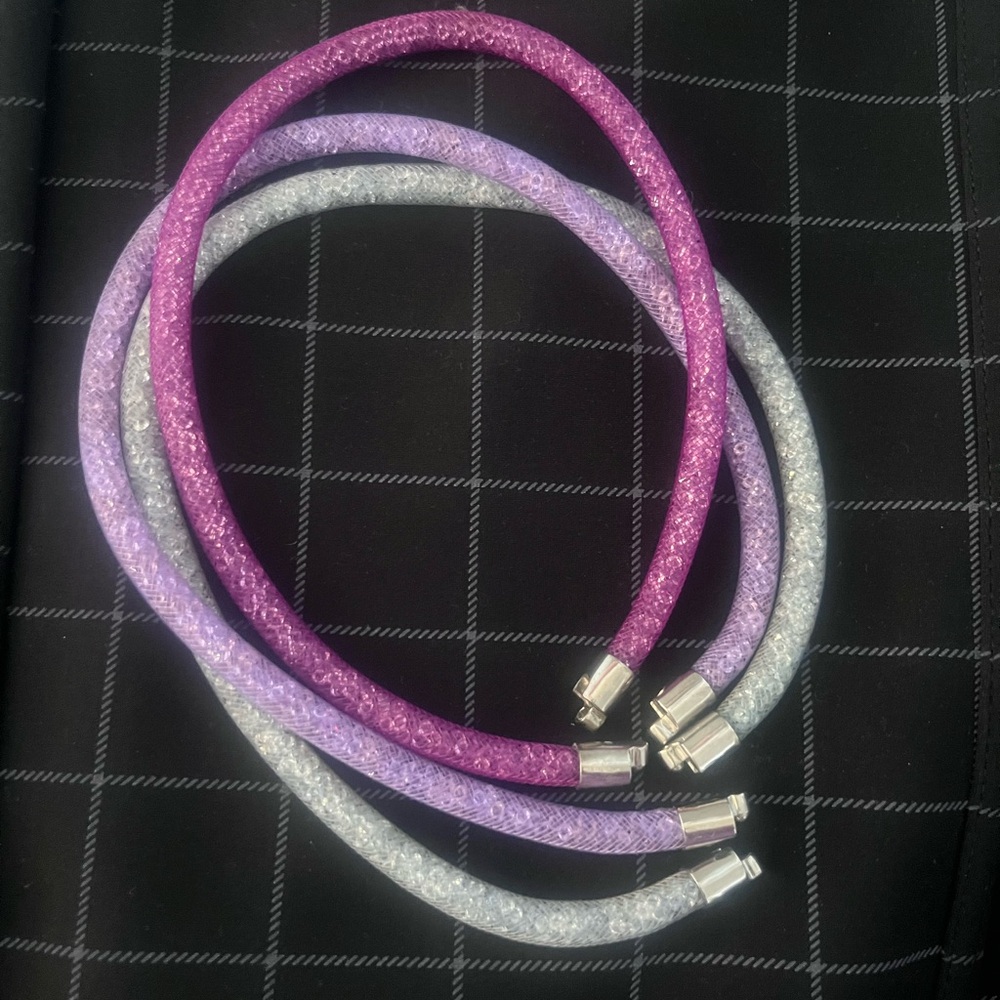 Swarovski Purple and Silver Necklace Trio